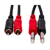 HOSA Stereo Interconnect Dual 1/4 in TS to Dual RCA - 3m