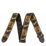 FENDER STRAP 2 inch MONOGRAMMED BLACK/YELLOW/BROWN
