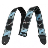 FENDER STRAP 2 inch MONOGRAMMED BLACK LIGHT GREY MEDIUM BLUE