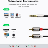 UGREEN AV116 3.5 mm to 2RCA Audio Cable Black - 1.5m