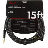 FENDER CABLE DELUXE SERIES 15 ft ANGLED BLACK TWEED