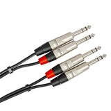 HOSA Pro Stereo Interconnect Dual REAN 1/4 TRS to 1/4 TRS - 10ft / 3m