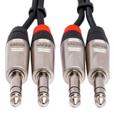 HOSA Pro Stereo Interconnect Dual REAN 1/4 TRS to 1/4 TRS - 10ft / 3m